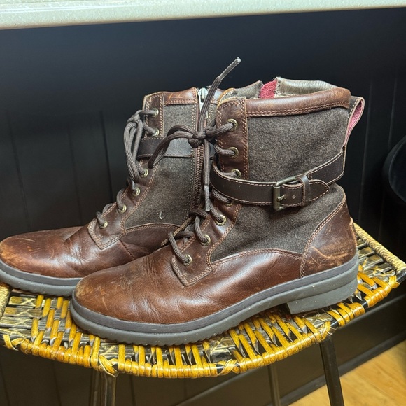 Ugg Kesey Chestnut Lace Up Wool Lined Waterproof Boot Sz 8 - Picture 1 of 8